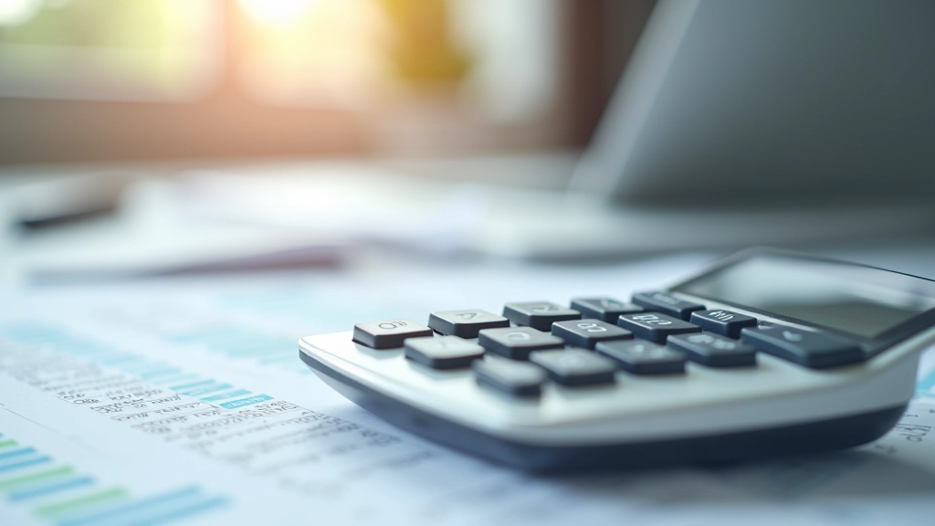 Kalkulačka s čísly důchodových výpočtů na tabuli, důchodové tabulky a výpočetní listy