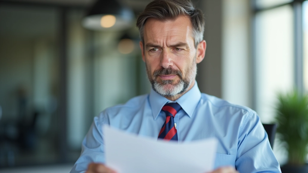 Muž v kanceláři čte dokument o předčasném důchodu a jeho krácení