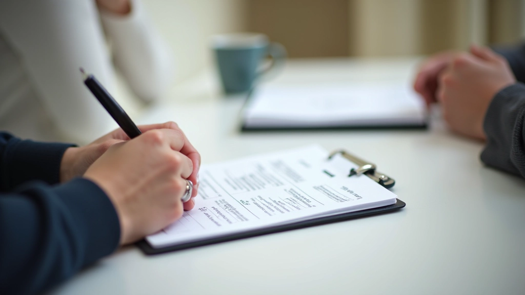 Muž čte dokument o penzijní pojistce a dělá si poznámky