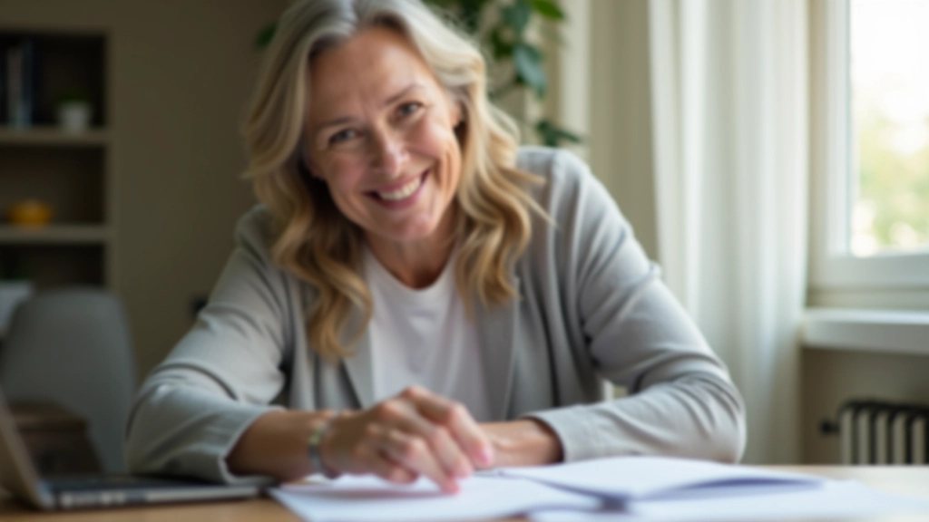 Starší žena pracuje na počítači a počítá si svůj důchodový věk